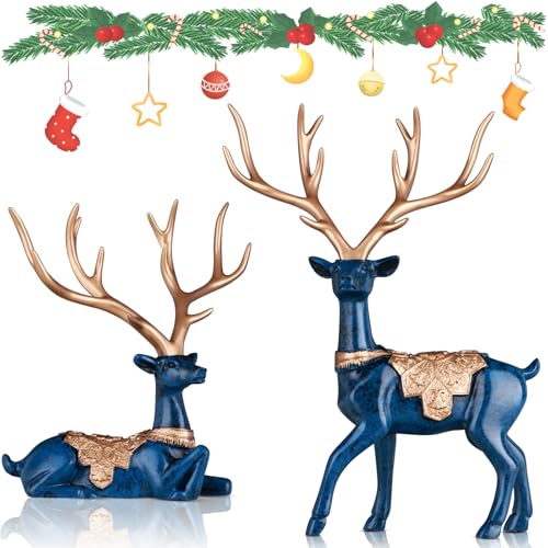 Escultura Decorativa Reno Navideño Azul Pequeño miniatura 1