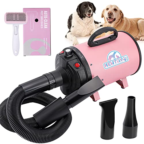 NEWTRY ペットドライヤー ペットヘアードライヤー PSE取得商品 ブロワー 無段階速度制御 送風機 3つのノズル付き 風速 温度調整可能 強いブロー力 騒音低減 110V/700-2400W 四色