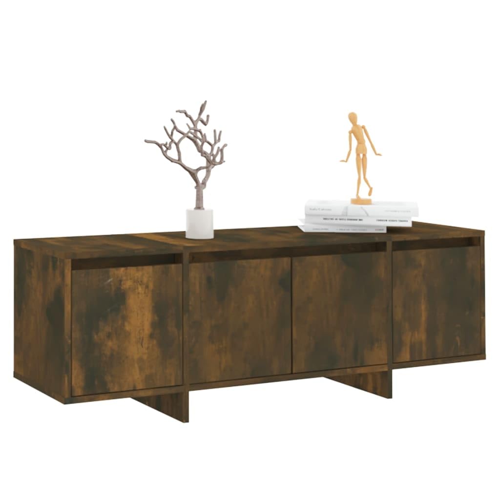 Hothingwell TV-Möbel, Eiche, Rauchgrau, 120 x 30 x 40,5 cm, Holz | 4 Türen, Aufbewahrung für DVD-Konsole, Spiele, Zeitschriften, leicht zu reinigen, feuchtes Tuch, stabile Konstruktion