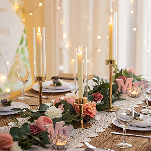 Sziqiqi Gold Taper Candle Holder: 6 Pcs Tall Candleholders - Hurricane Candle Sticks Holder for Wedding Christmas Party Table Centerpiece - Image 3