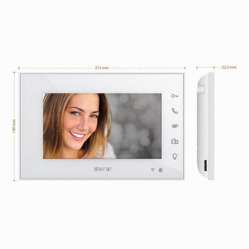 Bticino 335253 WIFI Video-Türsprechanlage mit zusätzlichem 2-Draht-Monitor, 7-Zoll-Display, Farben mit Freisprecheinrichtung, Touchscreen, App-Steuerung, zweites Display für Doppel- oder