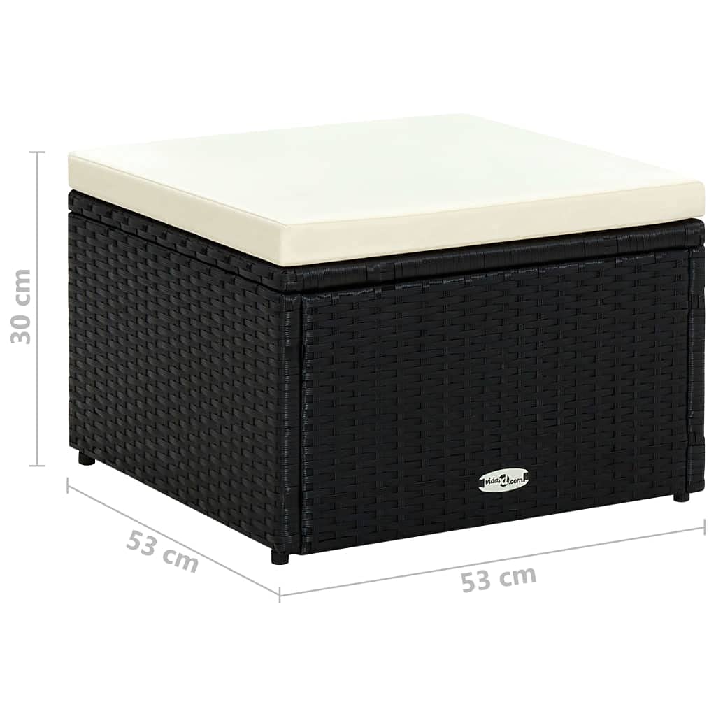 vidaXL Tabouret Repose-Pied Siège de Jardin Siège de Patio Terrasse Extérieur Arrière-Cour Résistant aux Intempéries Résine Tressée Noir