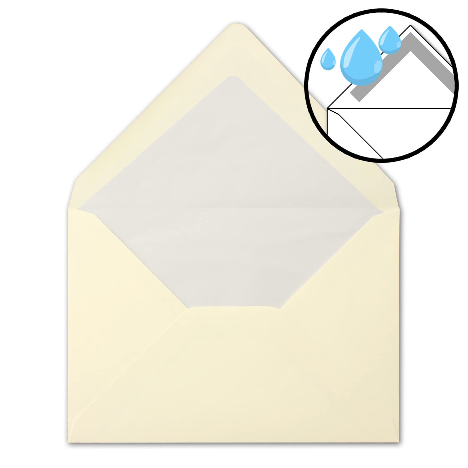 Gustav Neuser 25 Envelopes, Cream Colour, DIN C5, Lined, 90 g per m², 16.2 x 22.9 cm, Wet Seal with Pointed Flap - Image 2
