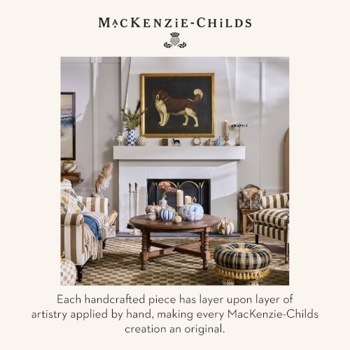 Image of MACKENZIE-CHILDS Resin Pumpkin, Mini, Blue-and-White Royal Check