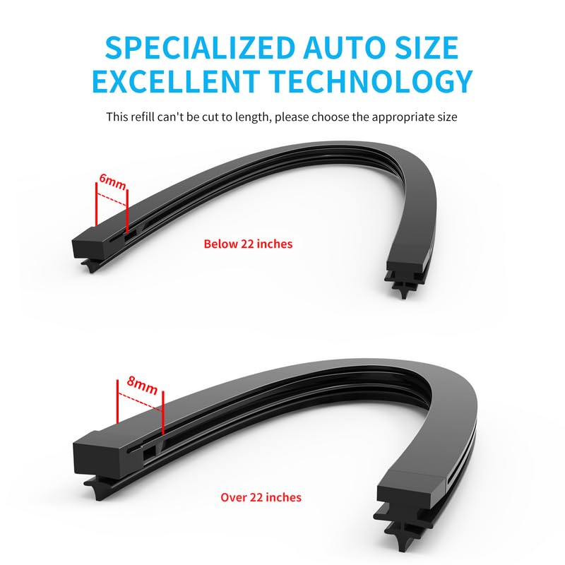 Image of Wiper Blade Refill, 22 inch + 21 inch Wiper Refill Fit for Honda Pilot 2010-2015 Original Equipment Replacement Windshield Wiper Refills 4 Pcs