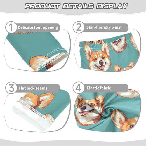 Head of Corgi Girls Leggings,Workout Leggings for Girls Toddler Athletic Legging Size for 3-10T3