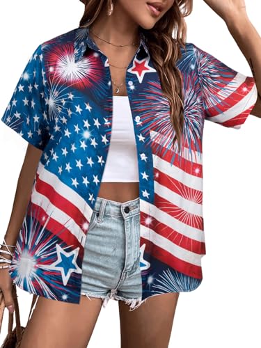 Women's USA Flag Off Shoulder Top - Patriotic Tee For 4th Of July, Distressed Star & Stripes Design - View #2