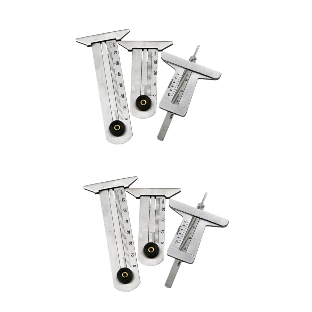 HEMOTON 6pezzi Ruler Inossidabile Per Misurazione Profondità Tread Tyre Strumento Per Pneumatici Facile e Utilizzare Resistente e Portatile