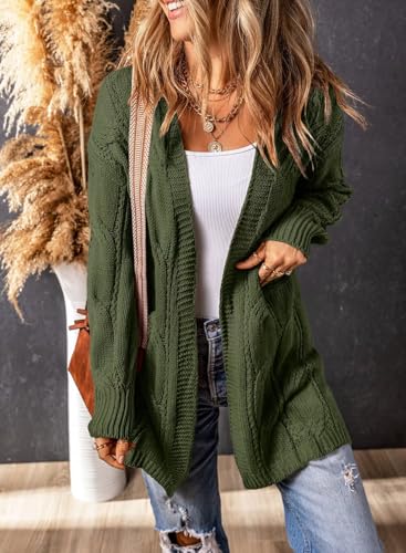 Image of SHEWIN Womens Open Front Long Sleeve Oversized Cardigan Sweaters Knit Coats with Pockrts