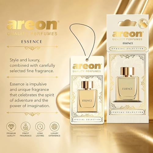 Image of AREON Luxury Essence SS04 Car Hanging Air Freshener - Premium Auto Air Freshener, Long Lasting Car Fragrance, Elegant Hanging Vehicle Scent for Interior Freshness - (Pack of 3)