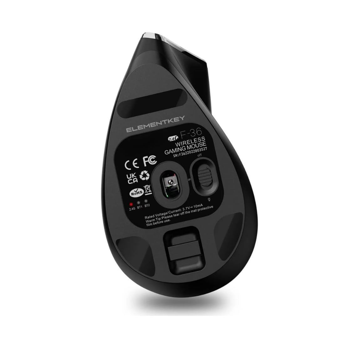 DrPhone Elementkey F36 Verticale Muis 2.4Ghz USB + Bluetooth 5.0/3.0 – Ergonomisch – 8 Knoppen – 4800DPI – Programmeerbaar – RGB