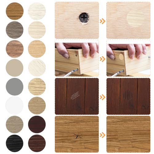 GUOYIHUA 16 Blatt Schraubenloch Aufkleber, Ø21MM Selbstklebend Schraubenabdeckung, 864 Stück Abdeckkappen für Bohrlöcher, Holztextur Möbel Schraubenloch Abdeckkappen Aufkleber (16 Farben)