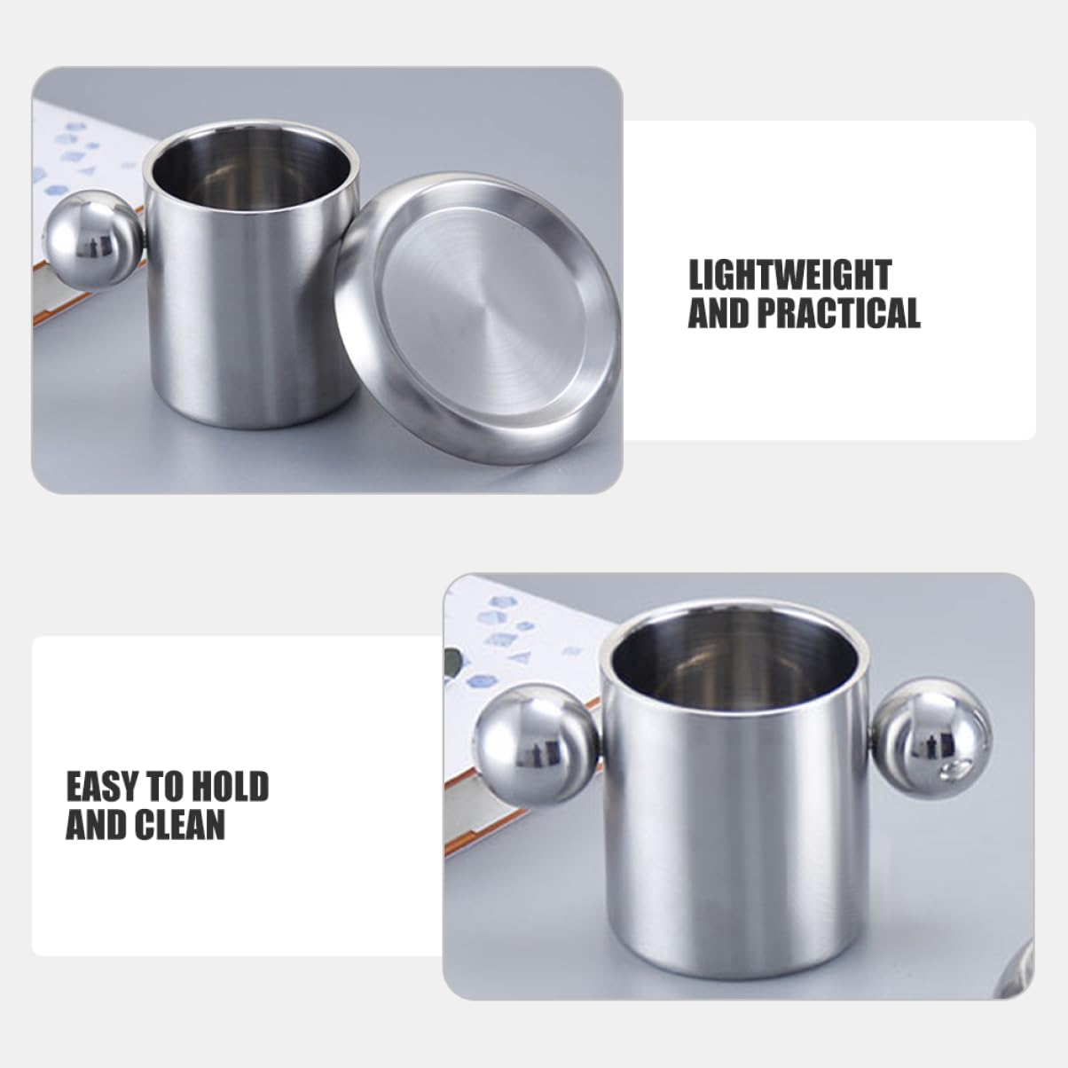 Toyvian 2 Stück Doppelwandiger Becher aus Edelstahl Wanderwasserbecher rostfrei Lager Tassen Trinken mit kaffeetassen Picknickbecher aus Edelstahl Lagerpokal Campingbecher