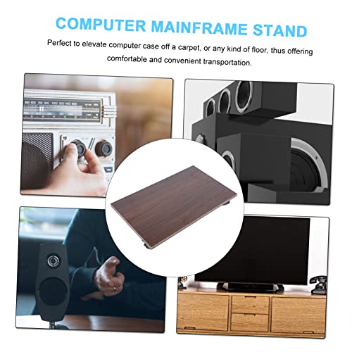 Soporte para CPU de madera natural con ruedas y tornillos para torre de computadora, soporte móvil para computadora con fácil montaje y estructura estable miniatura 2