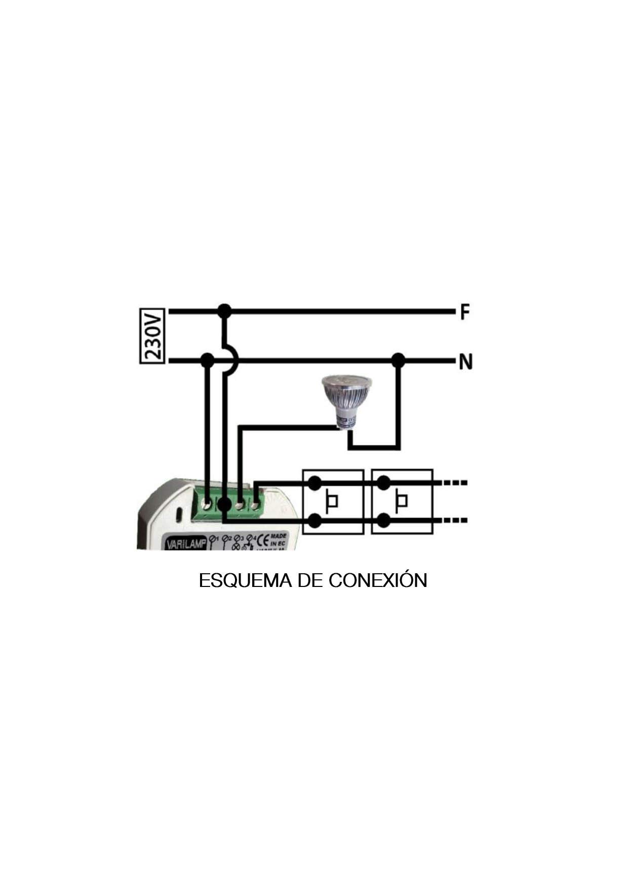 Varilamp P-LED Regulador a pulsadores para principio de fase 500w max