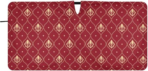 車用サンシェード フロント 折り畳み式 おしゃれ 軽自動車 カーシェード 中華 中国風 和風 和柄 赤 日除け 遮光 断熱 車用パラソル 汎用 日差しカット 収納袋付