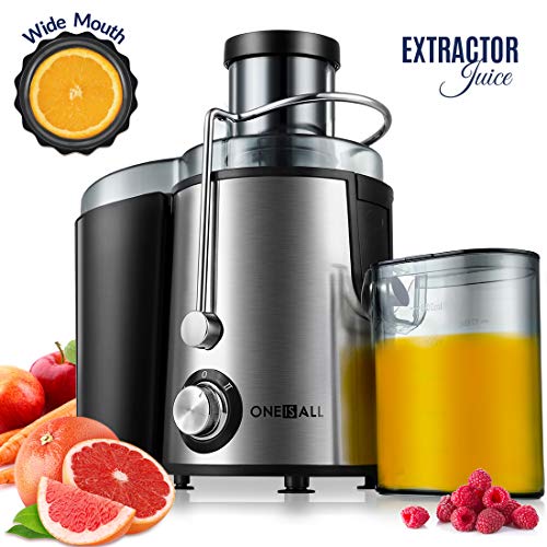 Juicer, Oneisall Juice Extractor with Anti-Drip Spout, Ultra Fast Extract Centrifugal Juicer for Fruits and Vegetables, Easy to Clean plus Quiet Motor & Non-Slip Feet, Stainless Steel & BPA Free