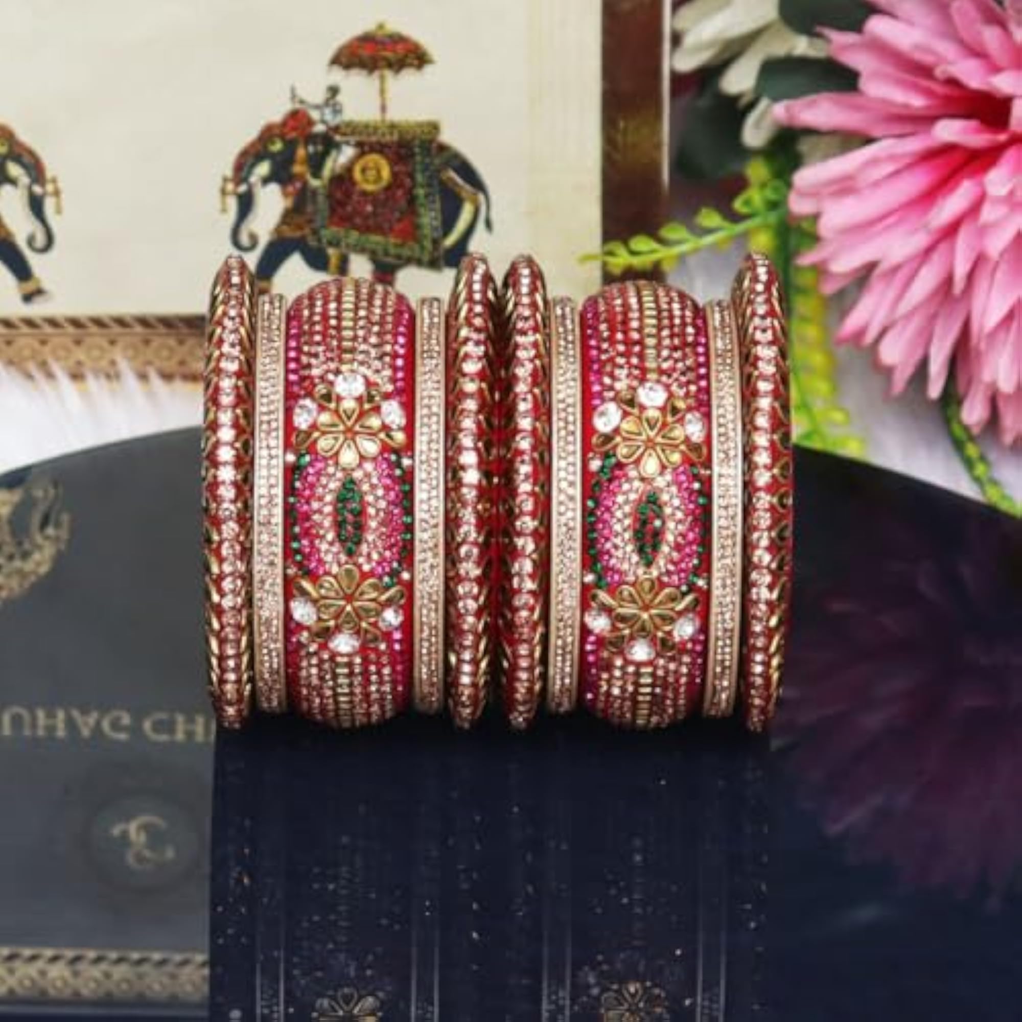 Karwa Chauth Special Kundan-Stones Lac Bangles Set