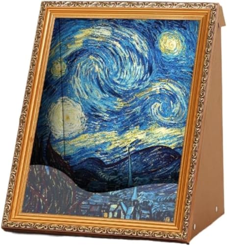 DancJulie4Dアート キャットベッド/キャットハウス クリエイティブな油絵キャットベッド 猫の爪とぎボード フォトフレーム 3D効果 取り外し可能なブラウンフレームとコンパクトデザイン 44*35*52cm キャットベッド/キャットハウス ペット用