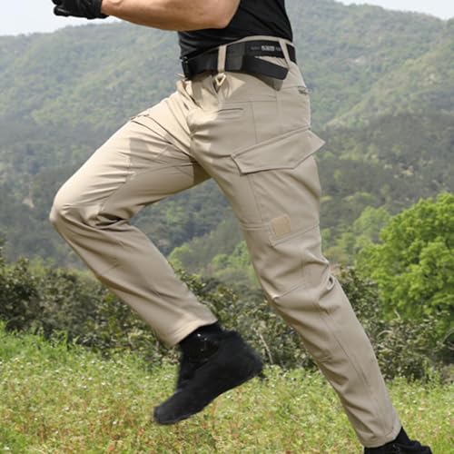 Mens Ripstop Cargo Tactical Pants Water Resistant Guys Outdoor Hiking Pants Stretch Casual Relaxed Fit Multic Pockets Khaki