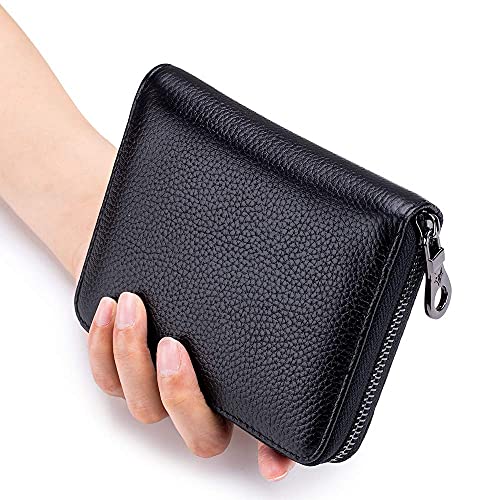 Genuine Leather Wallet Credit Card Holder RFID Blocking Travel Passport Organizer for Men and Women (Black)3