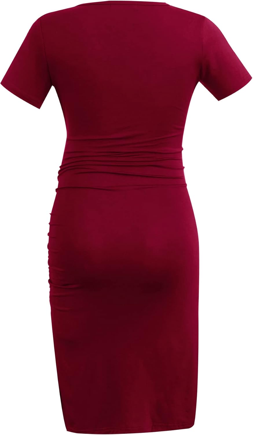 Smallshow Women's V Neck Bodycon Maternity Dress Side Ruched Pregnancy Clothes at  Women’s Clothing store