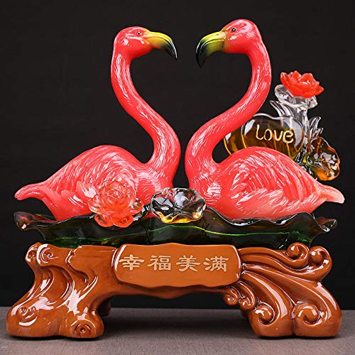 Statue flamant rose mignon objet décoration salon design - 3