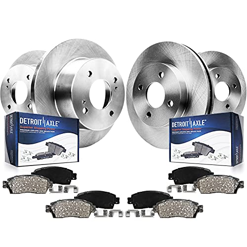 Image of Detroit Axle - 4-Lug Brake Kit for 2002-2006 Mini Cooper 2003 2004 2005 Disc Brake Rotors Ceramic Brakes Pads Front & Rear Replacement [10.87 inch Front Rotors]