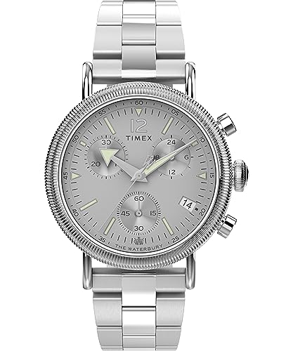 Image of Timex Waterbury 39mm Men's Analog Watch | Durable Stainless Steel Case | Day and Date Window | Durable Design | 100M Water Resistance