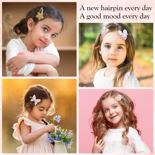Gingbiss Hair Clips Set: 16 Sparkly Metal Snap Barrettes For Girls thumb #3