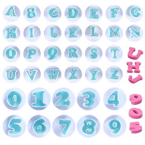 36Pcs Alphabet Cookie Cutter Letters Fondant Cake Decorating Icing Cutters,Fondant Alphabet Letter Cutters and Number Baking Mold for Baking Pie Wedding Birthday Christmas Party Cake Decoration