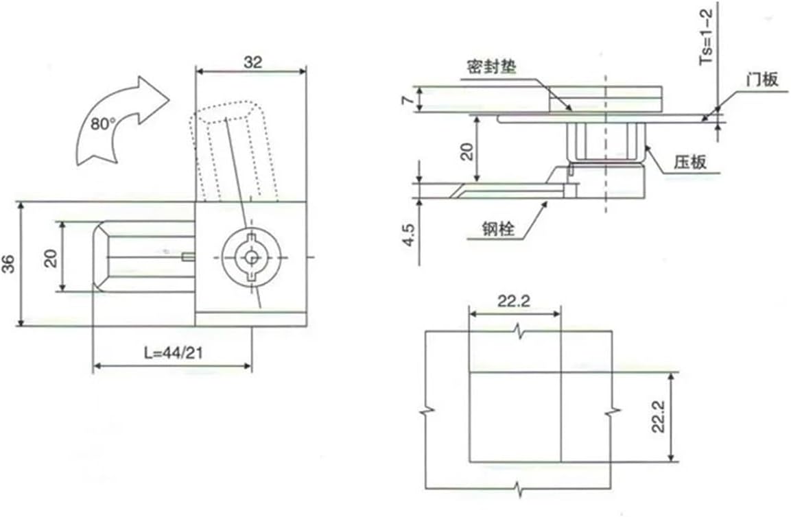 MS813 Steel Equipment Cabinet Lock with Handle Industrial Distribution Box Mailbox Cam Lock 1Pcs