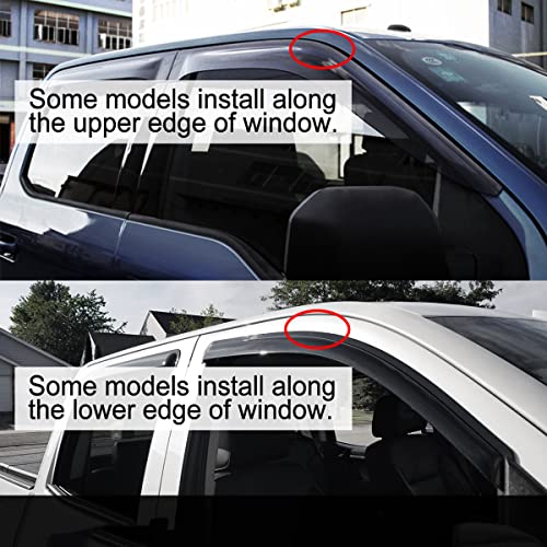 Kucaruce Set Of 4 Out-Channel Tape On Dark Smoke Side Wind Deflector,Sun Rain Guards Window Visors Fit For 97-03 Ford F-150 Super/Extended Cab 97-99 F-250 Light Duty Super/Extended Cab 94808 #TOP6