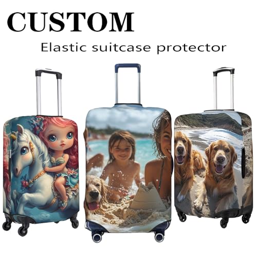 Custom Luggage Cover Personalized Luggage Cover Add Your Photo Name Text Double Sided Different Design Travel Suitcase Case Protector Elastic Washable Baggage Covers For Family Friends Gifts S2