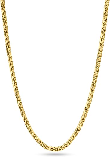 PALMONAS 18k Gold Plated Wheat Neck Chain for Men - Chain Gift For Men & Boys, Men's Stylish Trendy Accessories | Waterpro...