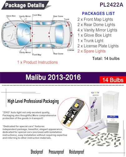 Kit de luces LED interiores para Chevrolet Malibu 2013-2016 miniatura 2