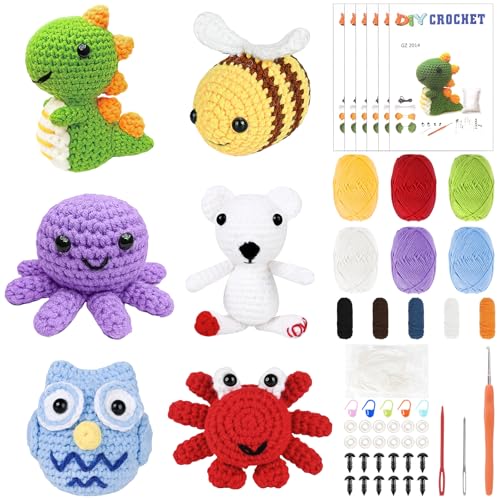 Kit de crochet pour débutants Kaxtde complet avec 6 crochets et aiguilles