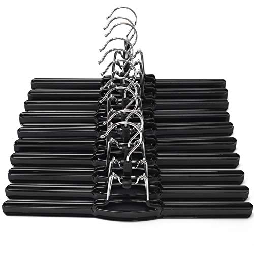 Js Hanger Pants Hangers 12 Pack Non Slip Slacks/Skirts Metal Hangers With Anti-Slip Black Coating, Black #TOP7