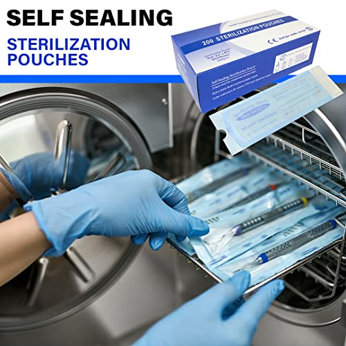 [200Pcs] Self Seal Sterilization Pouches, Autoclave Pouches Adhesive Strips (6.5" X 3.5") #TOP1