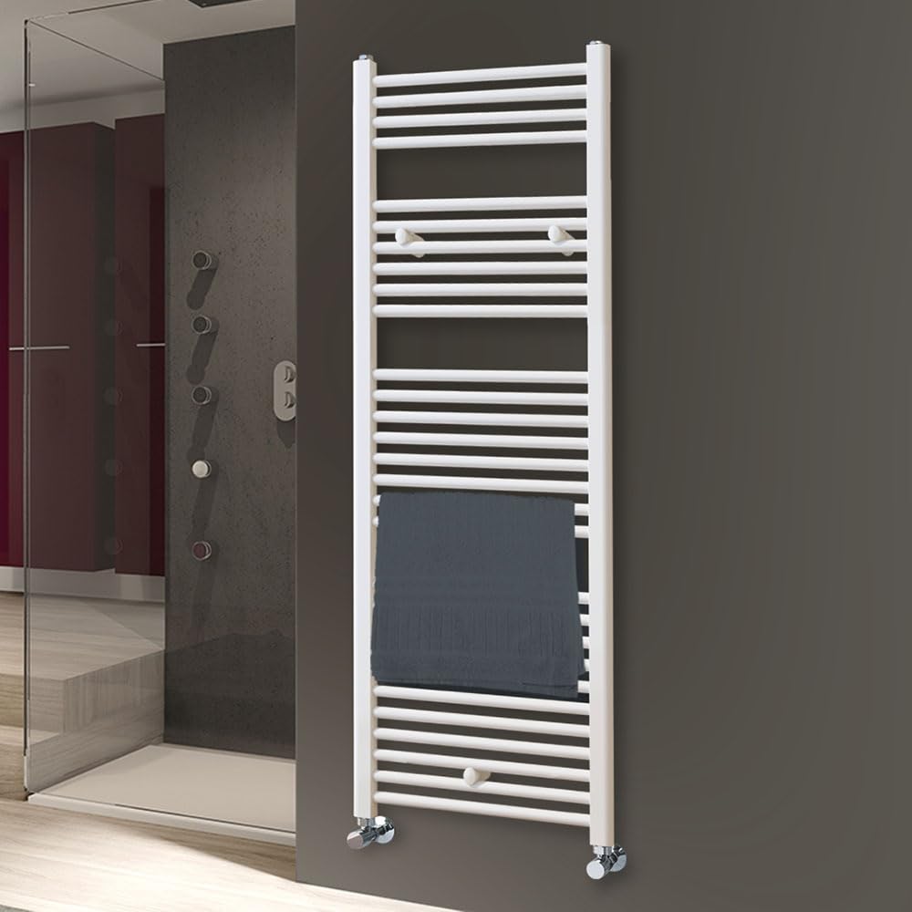 Kibath Toallero Secatoallas radiador para integrar en circuito de agua caliente, tubos de acero con acabado lacado en blanco 1500x500. Válido para red de calefacción estandar