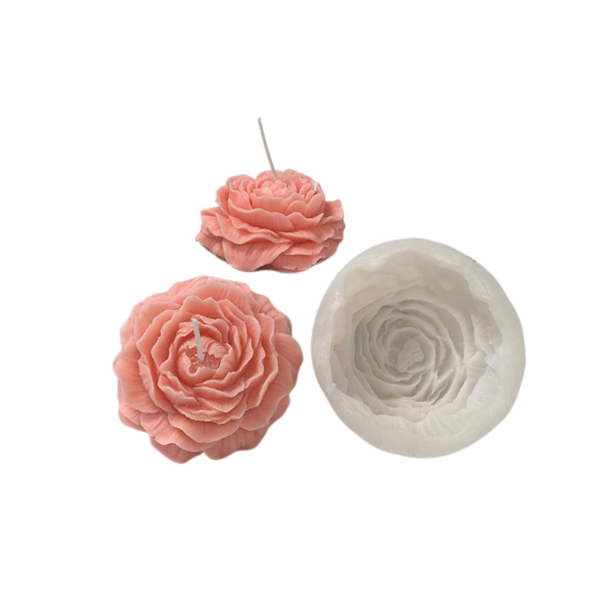 Lajiakoy Molde Velas Artesanales, Molde de Silicona con Forma de Flores, para Cera de Abejas, Jabón, Decoración de Pasteles, Velas Aromáticas, Artesanía (Blanco)