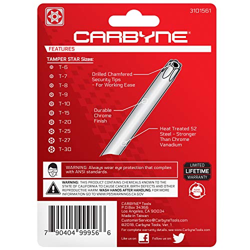 Carbyne Folding Tamper Star Wrench Set - 10 Piece, T-6 To T-30 | S2 Steel #TOP5