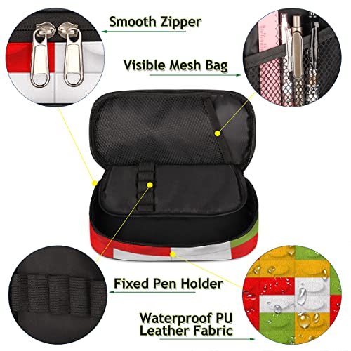 Image of Building Block Big Capacity Pencil Pen Case Colorful Large Pencil Pouch with Zipper Compartments Pencil Bag for Boys Girls Adults Student Office School Supplies