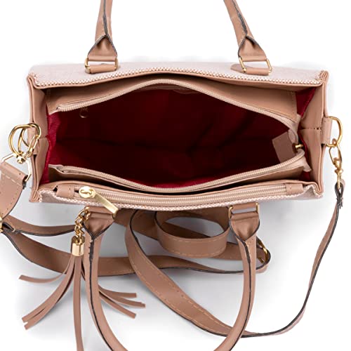 Bolsa Feminina Transversal Lorena Com Alça Removível Alca de Ombro Bolsa Media (Amêndoa Palha)