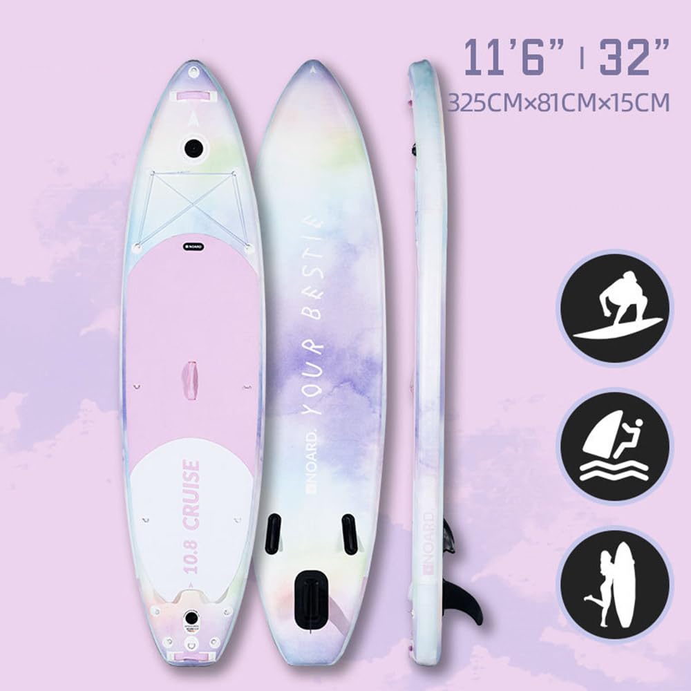 Aufblasbare SUP Board Set, Stand Up Paddling Board für Anfängerinnen und Fortgeschrittene, 325x82x15cm, 150kg belastbar, Inkl. Rucksack, Handpumpe, Paddel, Für Erwachsene und Kinder