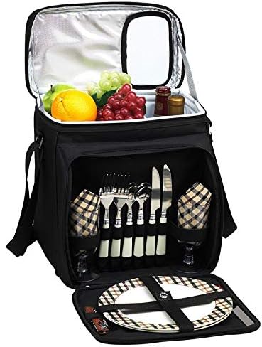 (D) Two Person Picnic Bag, Full Set with Ice Сompartment (Brown London)