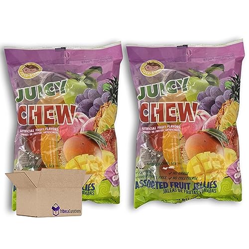 Juicy Chew Assorted Fruit Jellies Value Pack | Bundled by Tribeca Curations | 8 Count Bag | Pack of 2 (16 Total Cups)