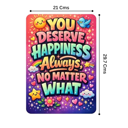 Image of Zesta Bathroom Decor Items Washroom Decor Tin Sign | Aesthetic Posters Wall Poster for Bedroom | Magnetic Cafe Decoration Items / Restaurant Decorations Items | Quirky Home Decor Bar Accent (You Deserve Happiness)
