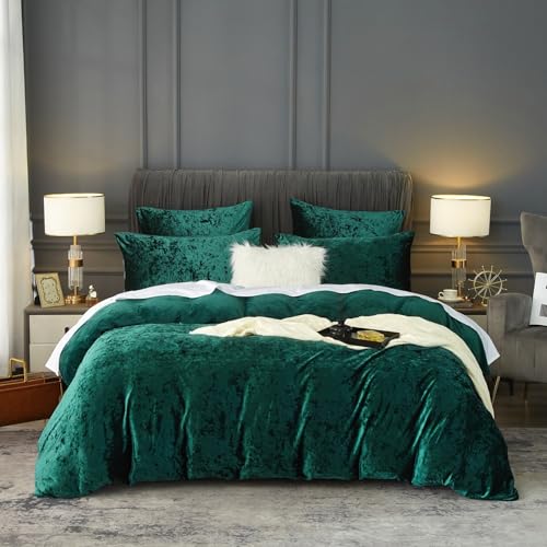 Luofanfei Warme Winter Bettwäsche 135x200 Grün Dunkelgrün Fleece Plüsch...