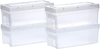 Chetan Plastic Storage Boxes, Transparent Containers, Medium Boxes With Lock System for Jewellery 25x9x10.5 Cm - Pack of 4 (Size No - 33)